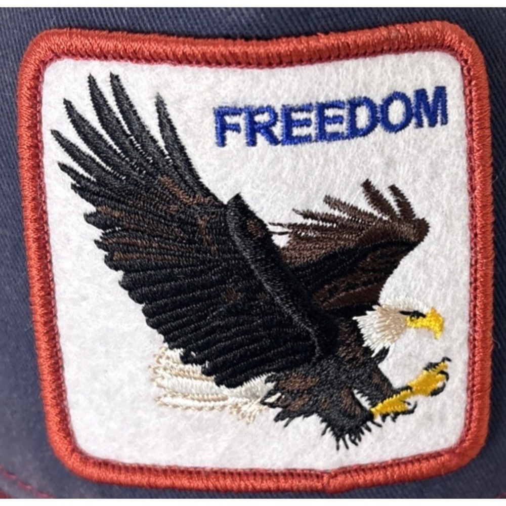 Goorin Bros The Farm Trucker Freedom Bald Eagle Snapback Navy Red Mesh Hat Cap - Picture 2 of 8